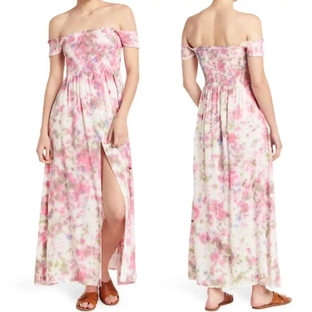 Area Stars Pink Kaian Smocked Trim Maxi Dress Size Small New With Tags